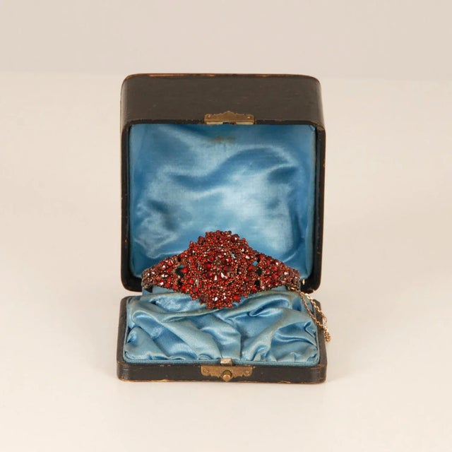 Victorian Bohemian Bangle Bracelet with Rose Cut Garnets, 19th Century For Sale - Image 14 of 16