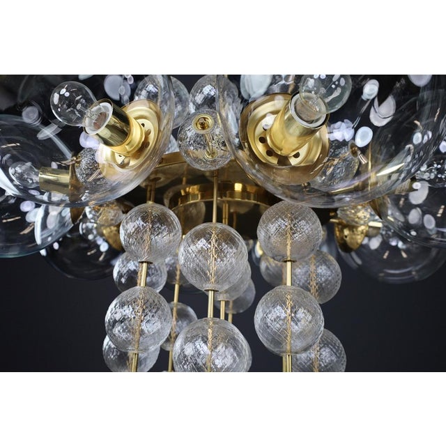 Czech Brass and Glass Chandeliers, 1960s, Set of 6 For Sale - Image 11 of 18