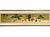 This vintage large framed Japanese panoramic painting depicts a scene from the Heian Court on gold leaf, showcasing...