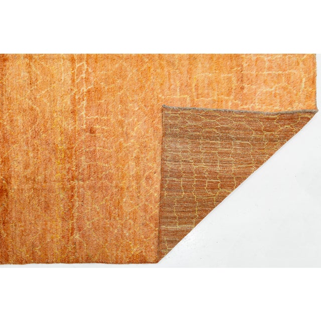 Contemporary Modern Moroccan Style Terracotta Wool Rug - Hand- Knotted Minimalist Area Rug For Sale - Image 3 of 12