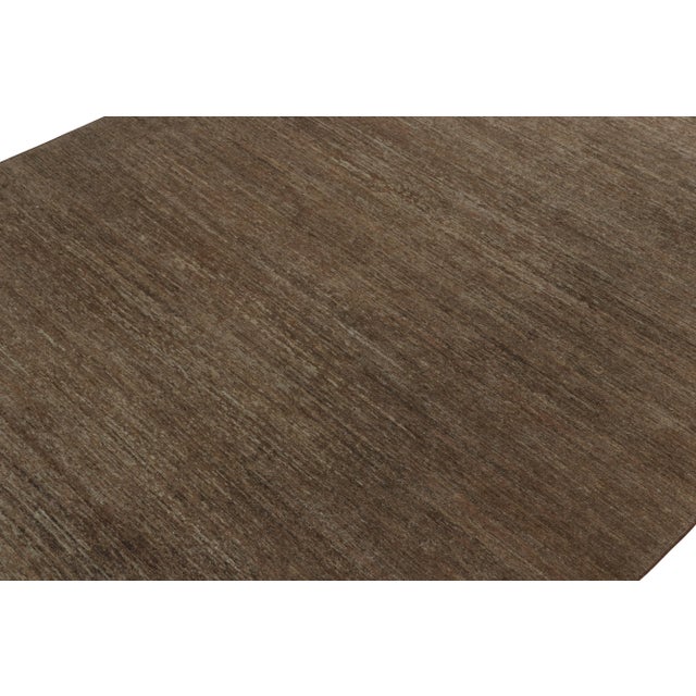 Rug & Kilim Rug & Kilim’s Contemporary Textural Rug in Brown, Simple Solid Striae For Sale - Image 4 of 8