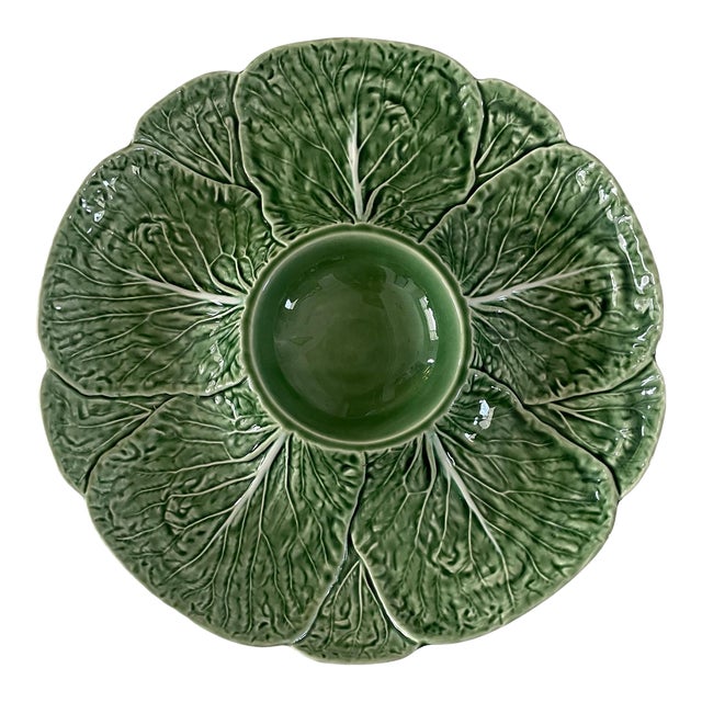 1970s Vintage Bordallo Pinheiro Green Cabbage Serving Platter