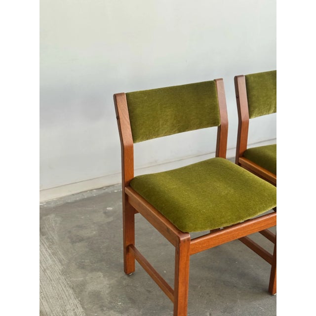 Mid-Century Modern 1970s Teak and Mohair Dining Chairs - Set of Four For Sale - Image 3 of 12