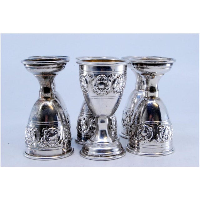 Small Silver Goblets with Reliefs, Set of 6 For Sale - Image 3 of 9