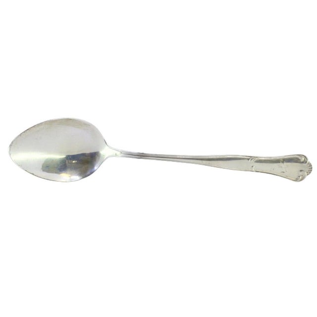 Metal Silver Rice and Serving Spoon with Grooves and Reliefs Handle For Sale - Image 7 of 7