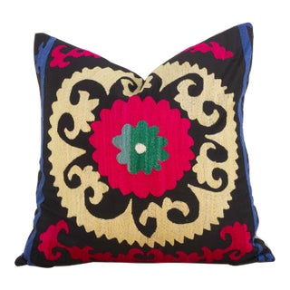 Daisy Mandala Vintage Suzani Pillow For Sale