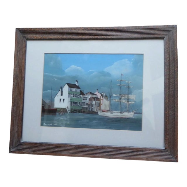 Peter Hewett, Houses by the Sea, 2000, Watercolour on Paper, Framed For Sale
