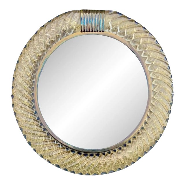 Vintage Italian Venetian Vanity Mirror Art Deco W/ Gold Flecks Attributed to Murano Barovier & Toso For Sale