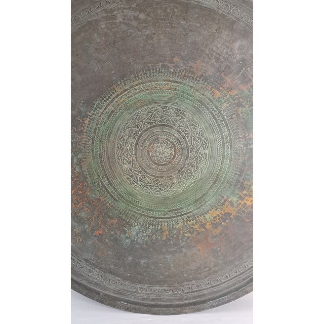Antique Turkish Ottoman Hand-Engraved Copper Sini Tray, 37.5” For Sale In West Palm - Image 6 of 12