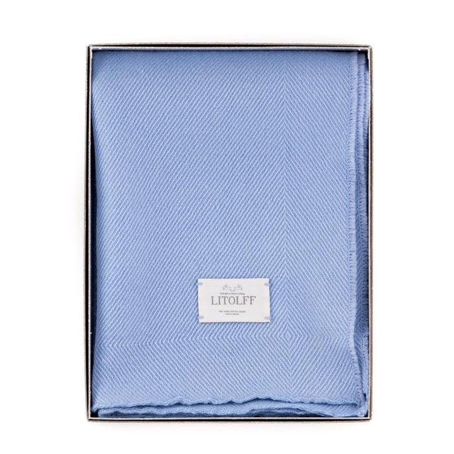 Handwoven Blanket in Blue by Litolff, Germany For Sale - Image 15 of 16