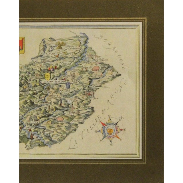Illustration 1960's Original French Vintage Mini Map, l'Auvergne (Horizontal) For Sale - Image 3 of 3
