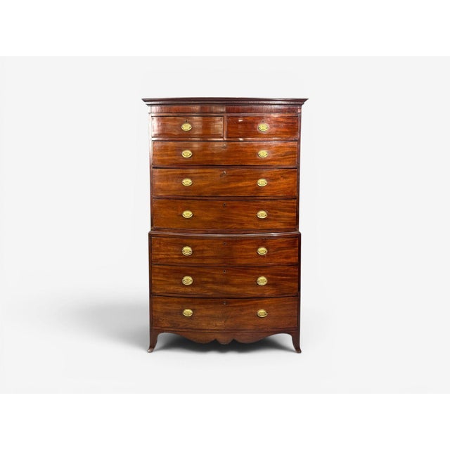 Georgian, George III, Bow-Front Chest on Chest, Mahogany, Brass, England, 19th c. A Mahogany chest on chest, early 19th...