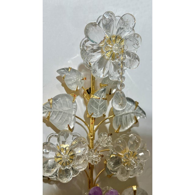 New French Maison Bagues Style Rock Crystal Gilt Metal 2-Light Sconces - a Pair For Sale - Image 4 of 11
