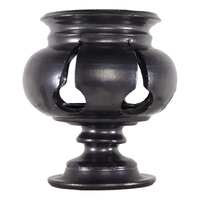 Black Candleholder by Jean Marais, Vallauris, 1970 For Sale