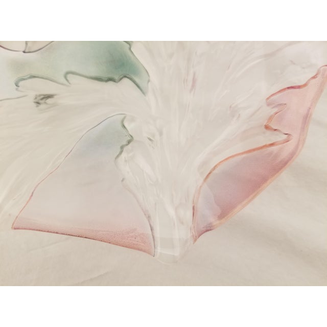 Savoir Vivre Artesia Nouveau Pink and Green Luster Crystal Dish For Sale - Image 4 of 12