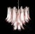 Fantastic chandelier with pink and white “lattimo” glasses, nickel-plated metal frame. It has 36 big monumental petals...