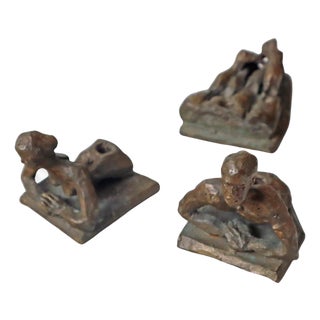 Surrealist Bronze Sculpture Act of Female and Male Signed Candle Holders , 1980 For Sale