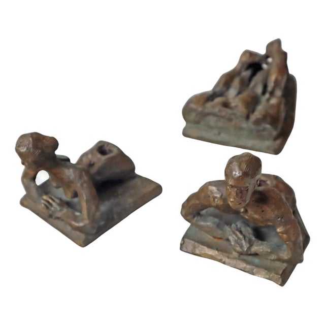 Surrealist Bronze Sculpture Act of Female and Male Signed Candle Holders , 1980 For Sale