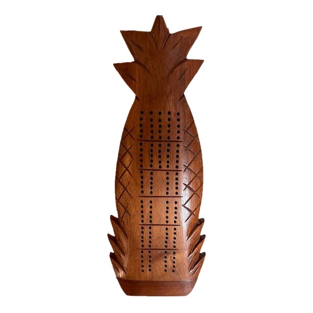 Signed Blair's Koa Wood Pineapple Cribbage Board Hawaii Carved Vintage For Sale