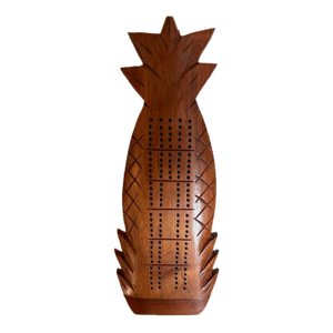 Signed Blair's Koa Wood Pineapple Cribbage Board Hawaii Carved Vintage