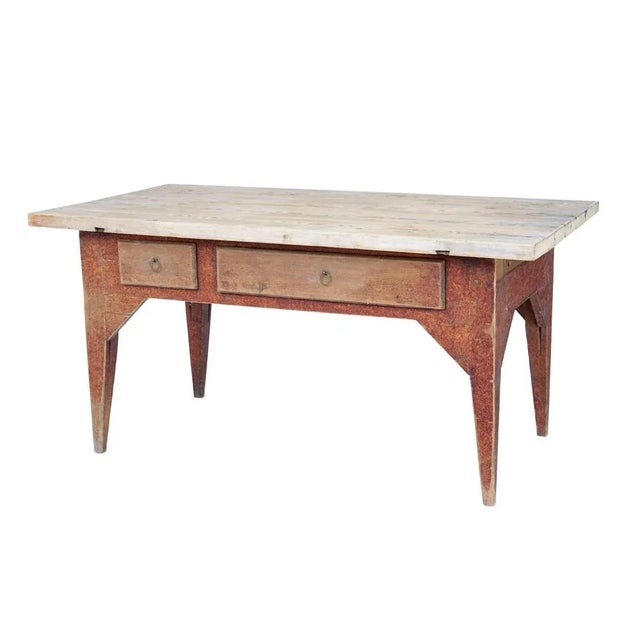 Mid 19th Century Rustic Painted Pine Kitchen Table For Sale - Image 10 of 10