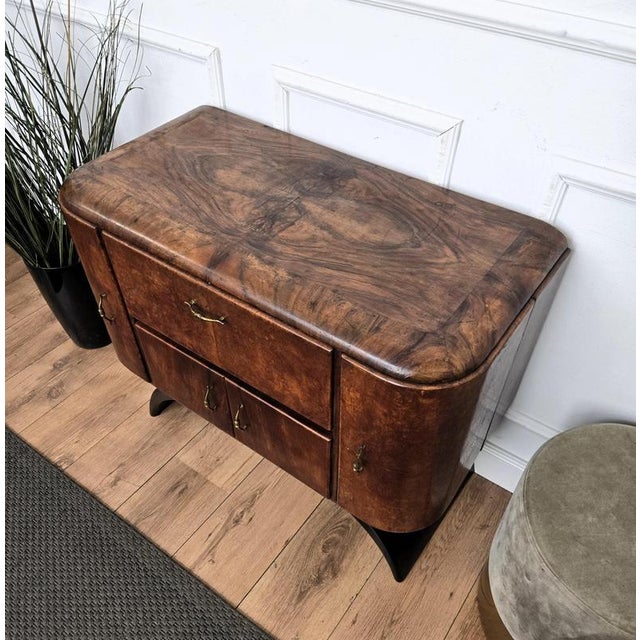 Mid-Century Art Deco Italian Walnut Burl and Mirror Mosaic Dry Bar Cabinet by Paolo Buffa, 1950s For Sale - Image 9 of 10