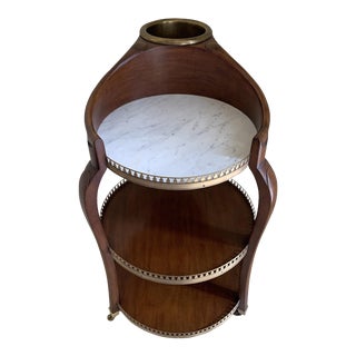 Wood and Marble Wine Butler Cart For Sale