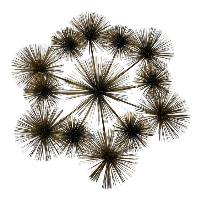 Curtis Jere Vintage Brass Sea Urchin/Dandelion Wall Sculpture For Sale