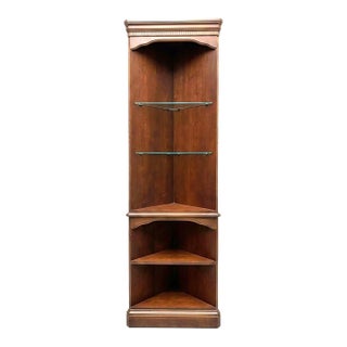 Vintage Hooker Furniture Illuminated Traditional Cherry Open Corner Cabinet For Sale