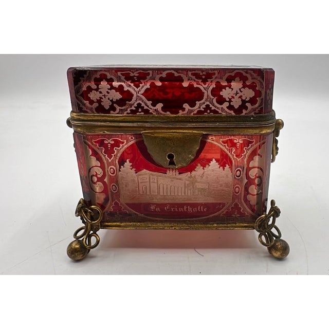 Bohemian Glass Jewelery Box, 1800s For Sale - Image 6 of 12