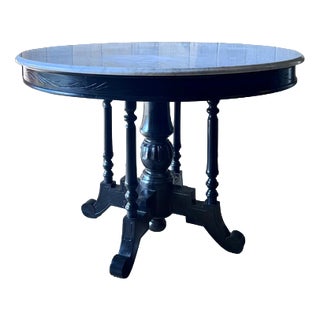 Vintage Round Table with Marble Top For Sale