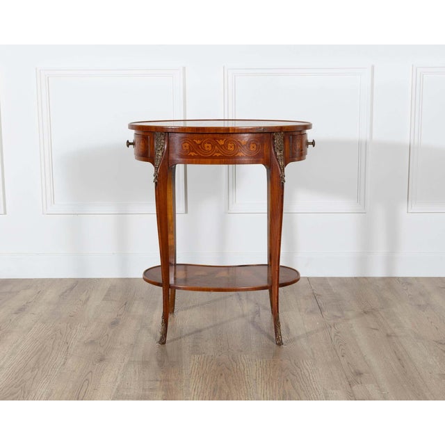 Napoleon III Marquetry Side Table with Floral Inlay, France, Late 19th Century For Sale - Image 14 of 17