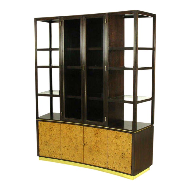Edward Wormley Walnut & Olive Ash Burl Tall Cabinet for Dunbar For Sale