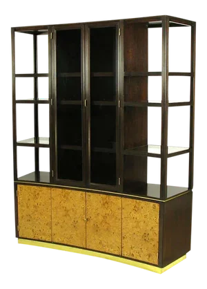 Edward Wormley Walnut & Olive Ash Burl Tall Cabinet for Dunbar