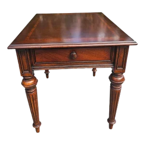 20th Century Thomasville Mahogany Single Drawer Banded Top Side Table
