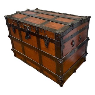 19th Century Antique E.J. Jones New York Dome Top Steamer Trunk For Sale