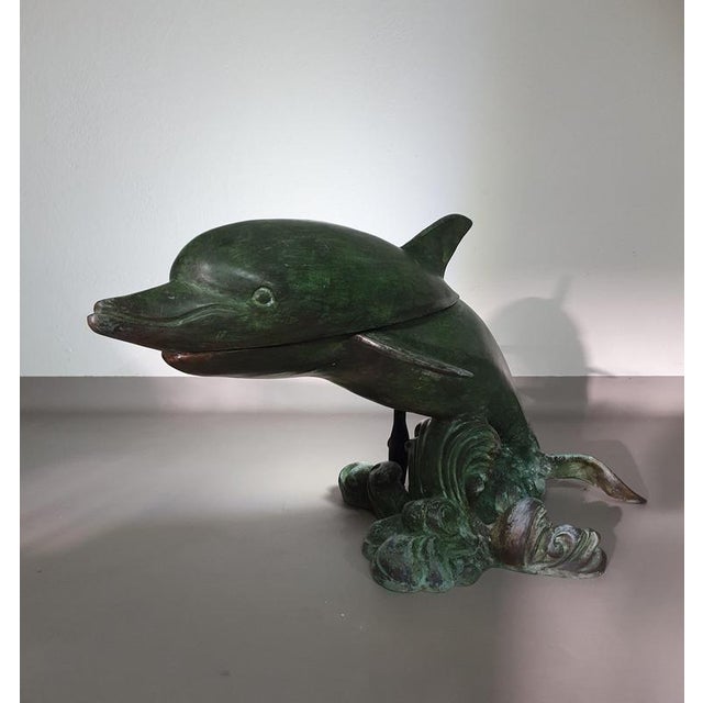 Bronze Dolphin Coffee Table with Oval Glass Top, 1970s For Sale - Image 6 of 14