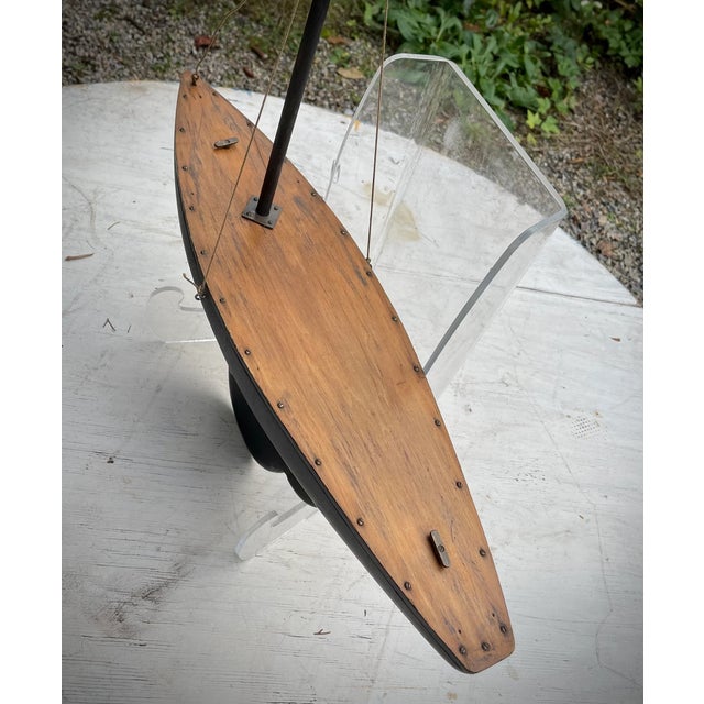 Very nice authentic antique model sailboat. Intricate design. Great natural antique patina. Fantastic surface and design....