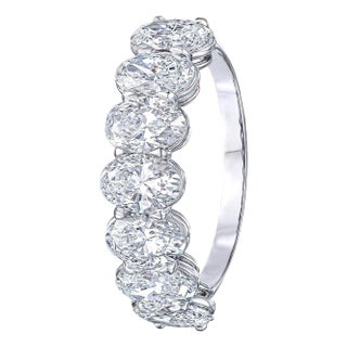 2.10 Carat Oval Brilliant Cut Diamond Band in 14K White Gold For Sale