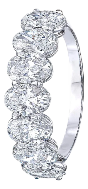 2.10 Carat Oval Brilliant Cut Diamond Band in 14K White Gold