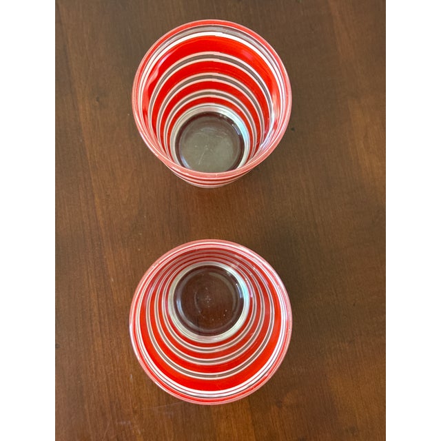 Mid 20th Century Red and White Striped Drinking Glasses — Set of Four For Sale In Washington DC - Image 6 of 12