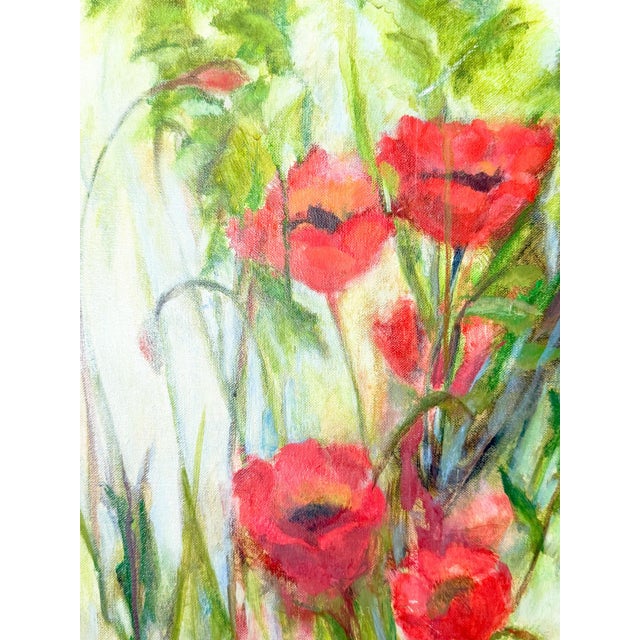 Late 20th Century Poppies, Original Oil Painting on Canvas, Signed For Sale - Image 5 of 5