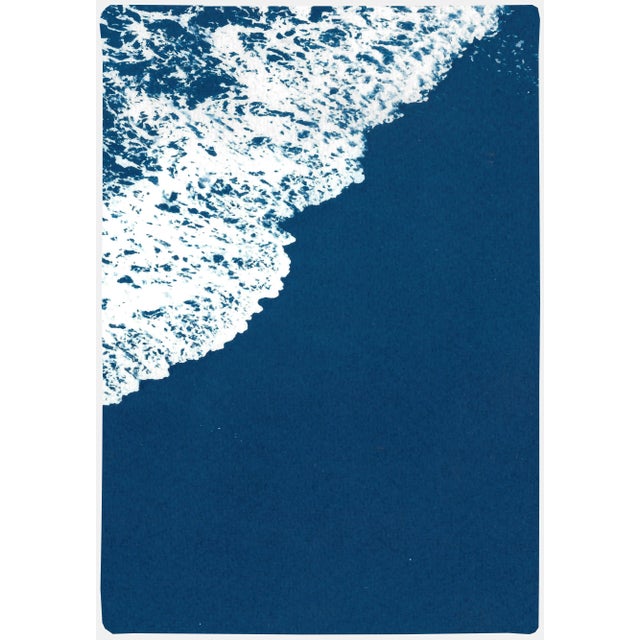 Blue 2020 "Deep Blue Sandy Shore" Contemporary Cyanotype on Watercolor Paper of White and Blue Seascape by Kind of Cyan - Set of 2 For Sale - Image 8 of 10