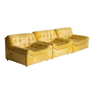 Mid 20th Century Modular Three-Piece Velvet Sectional Sofa For Sale