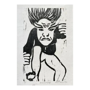 1977 Sue Cohen Break Out Woodblock Print
