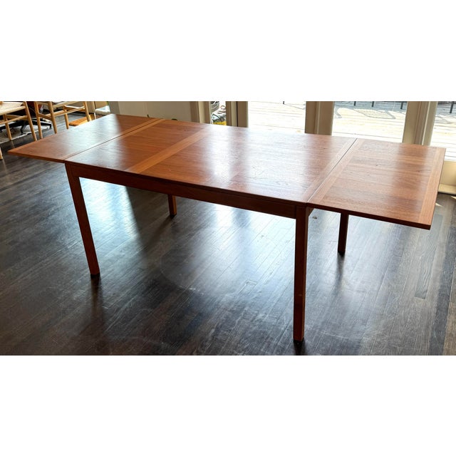Mid-Century Modern 1960s Vejle Stole Møbelfabrik Teak Dining Table | Extendable Drop Leaf | Seats 8 For Sale - Image 3 of 11