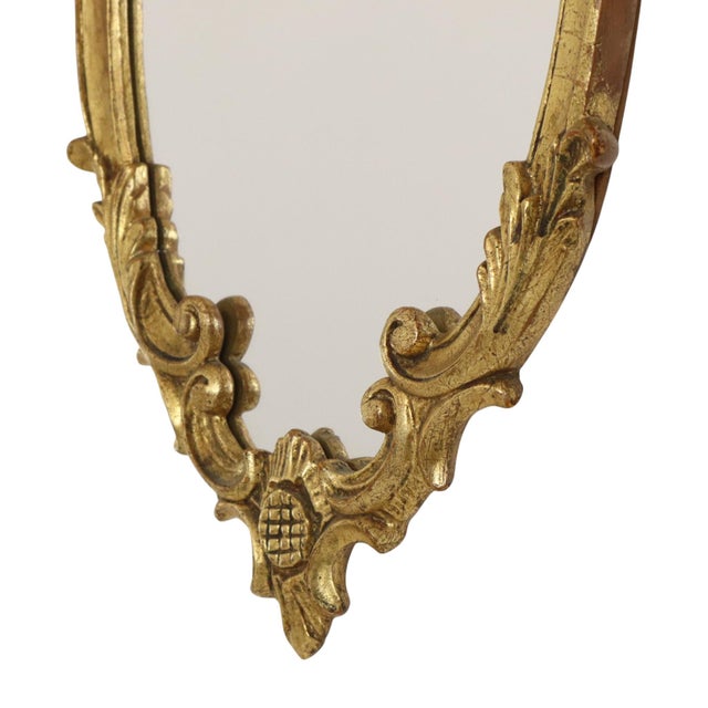 French Baroque Gold-Leaf Gilded Mirror with Crest, 1960s For Sale - Image 6 of 18
