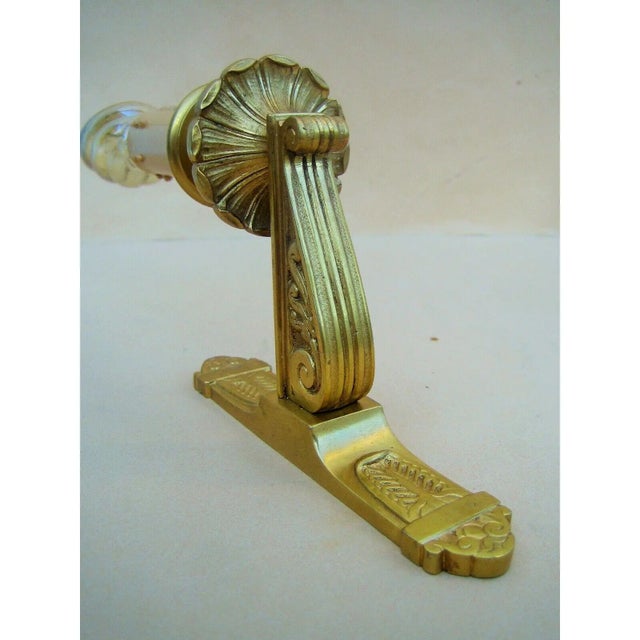 Bronze 1950's French Empire Style Small Gold Bronze Signed Documented Wall Sconces by Maison Bagues a - Pair For Sale - Image 8 of 12