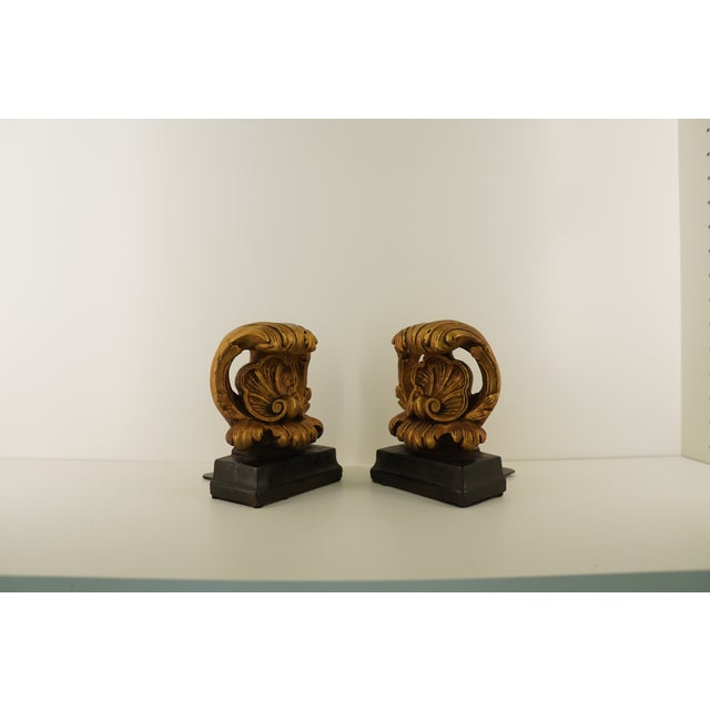 1990s Italian Hollywood Regency Borghese Gold Baroque Bookends For Sale - Image 12 of 18
