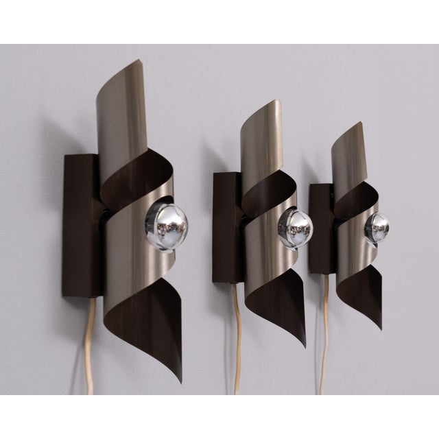 Metal Space Ace Wall Sconces from Raak, 1970s, Set of 3 For Sale - Image 7 of 8